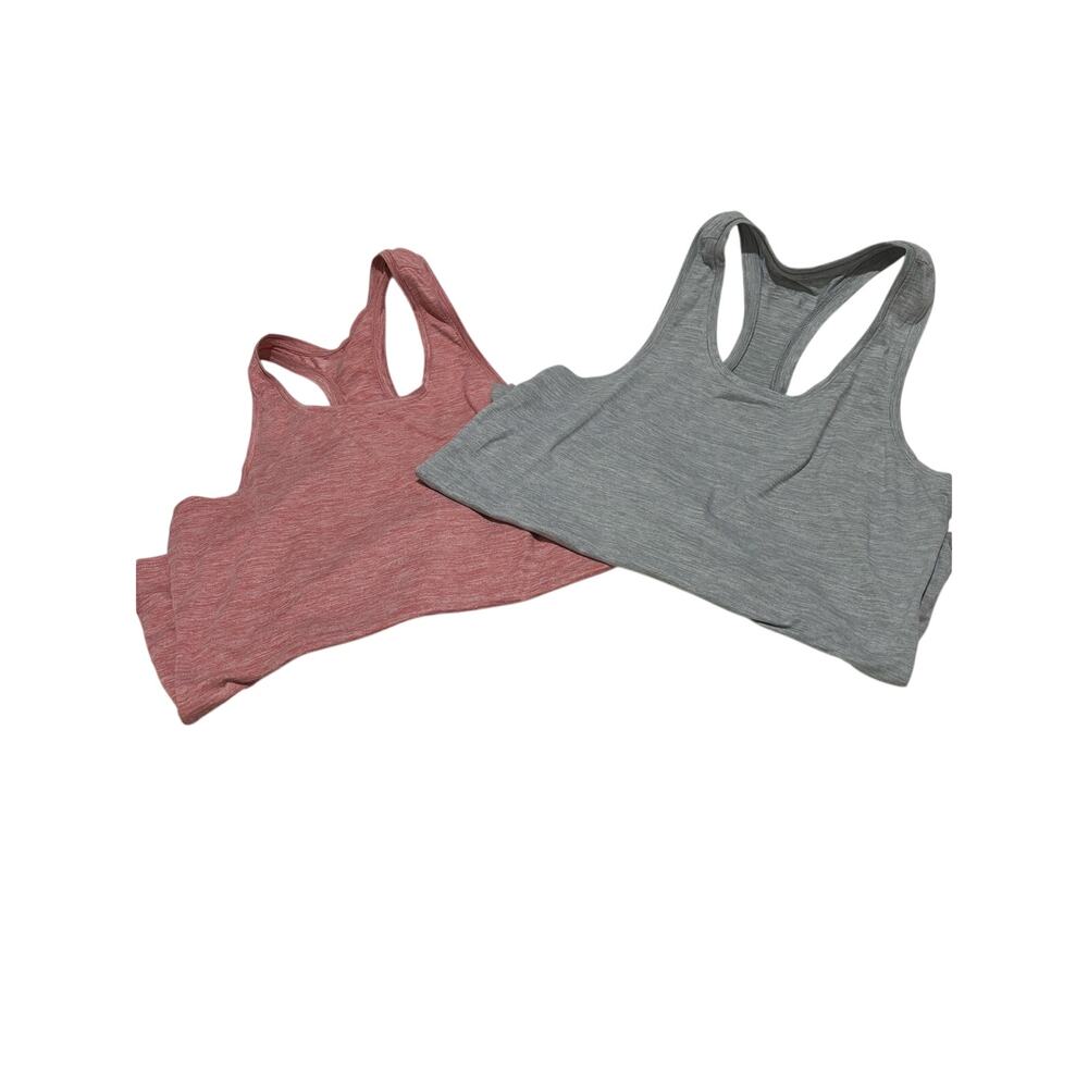 Jockey racer back L tank duo muted red and grey polyester spandex blend euc